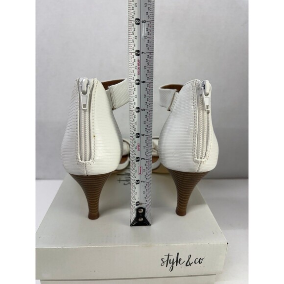 Style & Co Women's Paycee Sandals Ankle Strap Dress White Textured Print Sz 8.5M - Picture 3 of 7